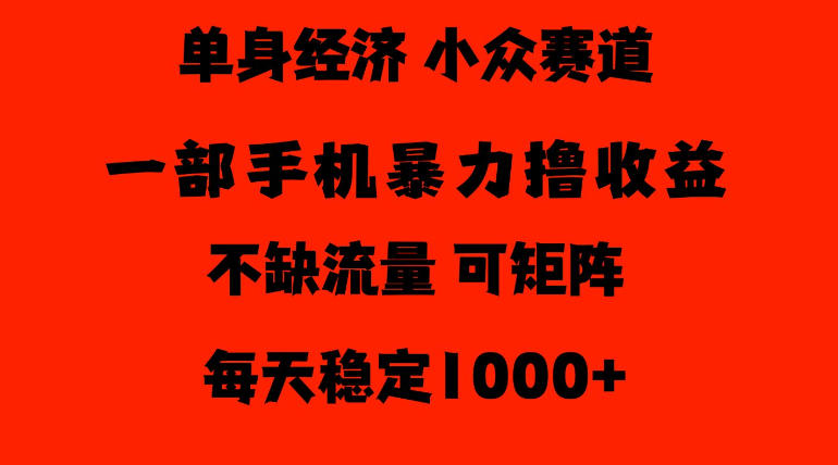 26年暴力单身经济,稳定日入500-1k,不缺流量,流量极大,冷门小众赛道,门槛低小白轻松上手【揭秘】-橙心云网创