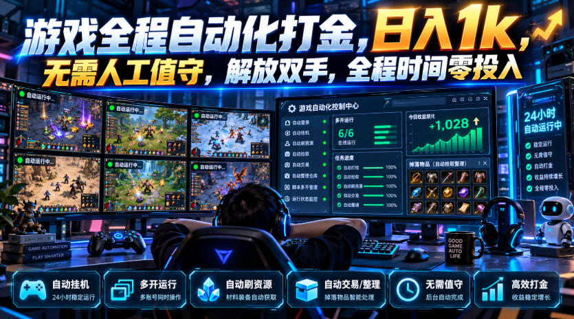 游戏全程自动化打金,日入1k,无需人工值守,解放双手,全程时间零投入【揭秘】-橙心云网创
