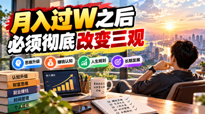 某公众号付费文章:月入过W之后,必须彻底改变三观-橙心云网创