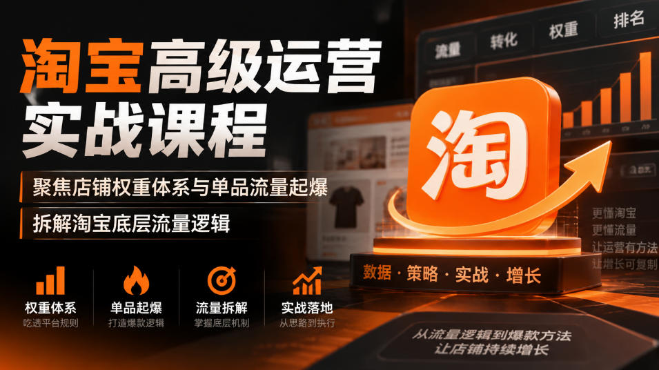 淘宝高级运营实战课程,聚焦店铺权重体系与单品流量起爆,拆解淘宝底层流量逻辑-橙心云网创