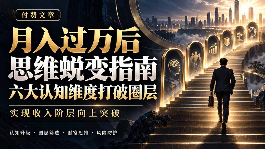付费文章:月入过万后思维蜕变指南,六大认知维度打破圈层,实现收入阶层向上突破-橙心云网创