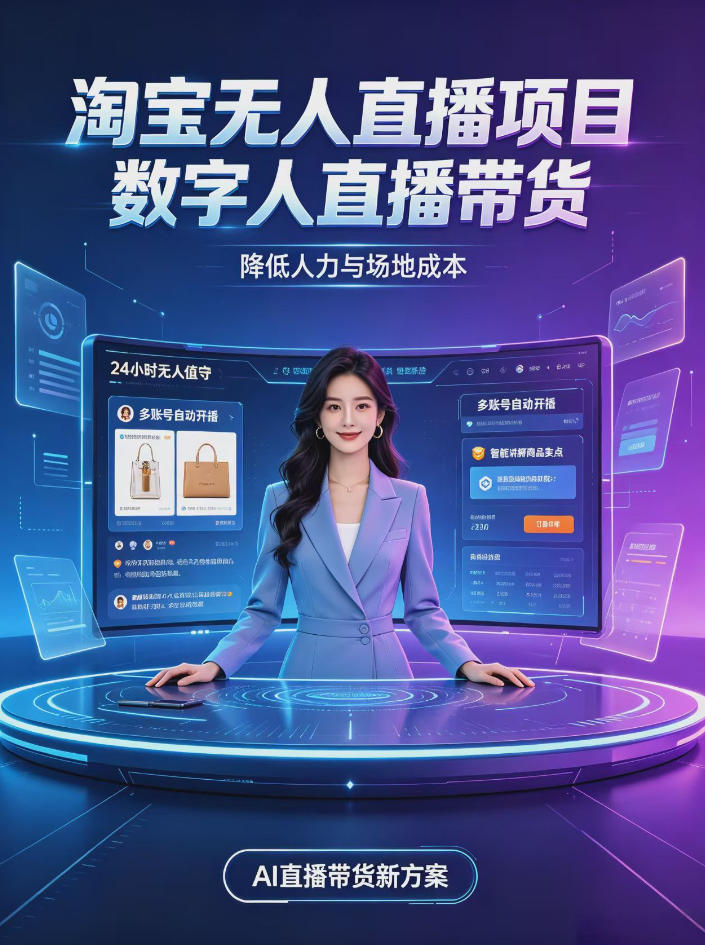 淘宝AI无人直播带货,24小时自动开播低门槛副业,无需真人长时间出镜,持续引流出单【揭秘】-橙心云网创