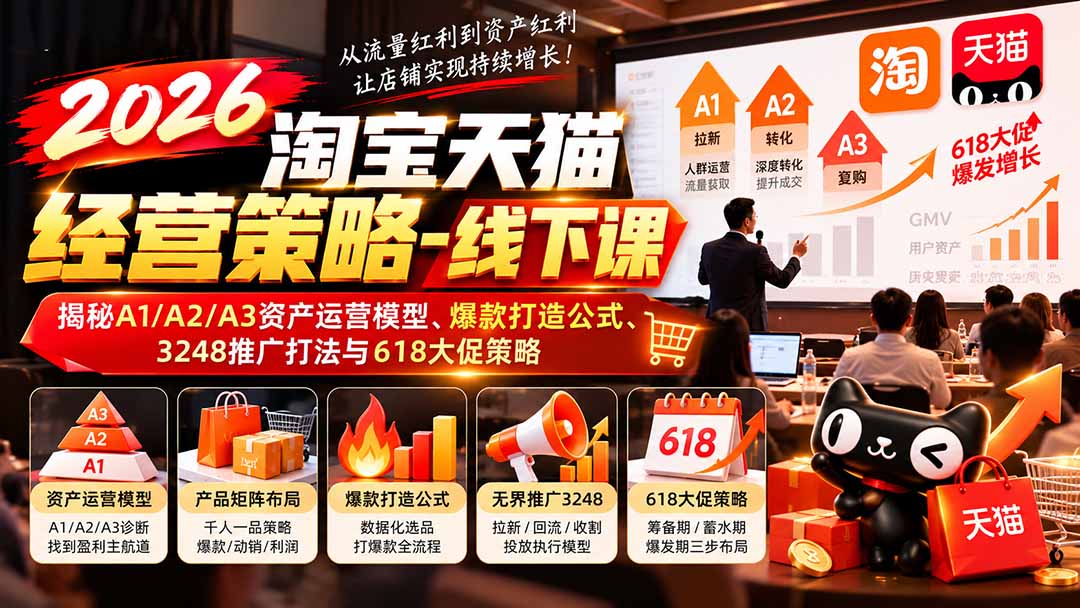 2026淘宝天猫经营策略-线下课-更新1019：揭秘A1/A2/A3资产运营模型、爆款打造公式、3248推广打法与618大促策略-橙心云网创
