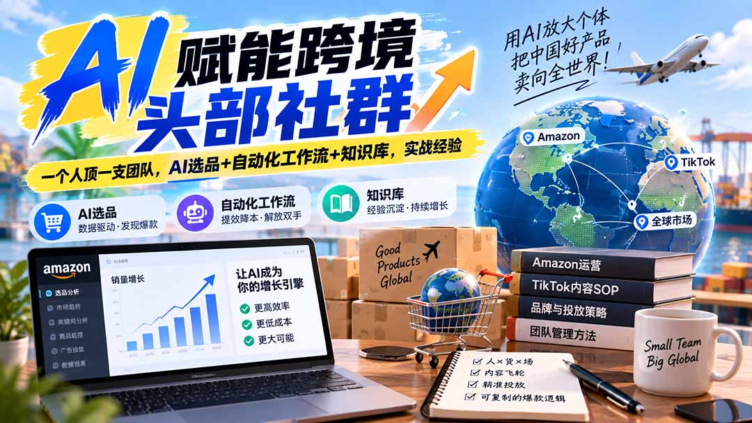 AI赋能跨境头部社群-更新1023:一个人顶一支团队,AI选品+自动化工作流+知识库,实战经验-橙心云网创