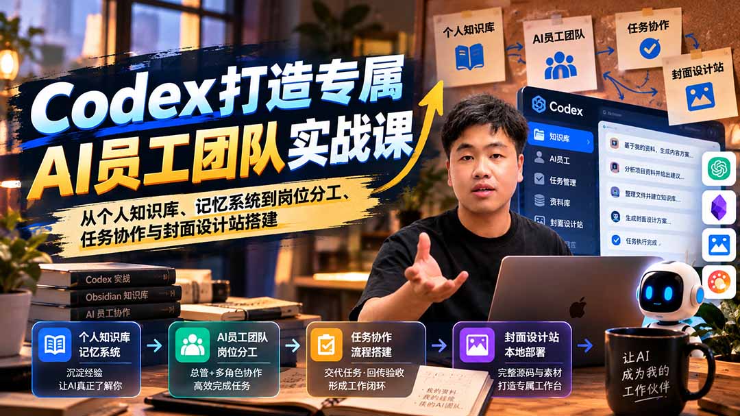 【无水印】Codex打造专属AI员工团队实战课：从个人知识库、记忆系统到岗位分工、任务协作与封面设计站搭建-橙心云网创