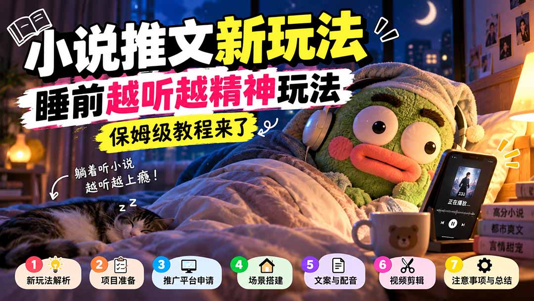 小说推文新玩法,睡前越听越精神玩法,保姆级教程来了-橙心云网创