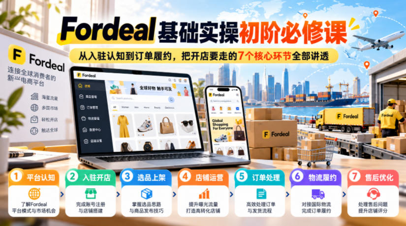 Fordeal基础实操初阶必修课，从入驻认知到订单履约，把开店要走的7个核心环节全部讲透-橙心云网创