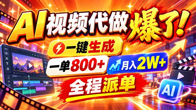 2026年底新赛道,AI视频代做一单800+,小白可做,告别打工-橙心云网创