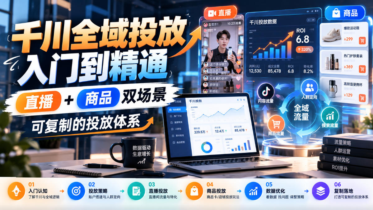 千川全域投放入门到精通，直播+商品双场景，可复制的投放体系(更新1026)-橙心云网创