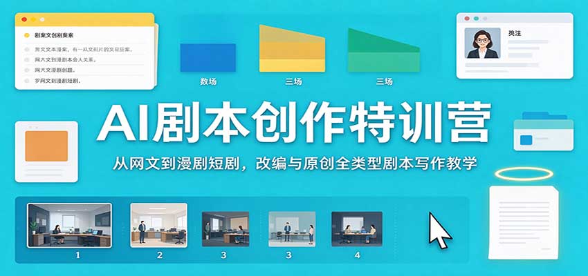 AI剧本创作特训营：从网文到漫剧短剧，改编与原创全类型剧本写作教学-橙心云网创