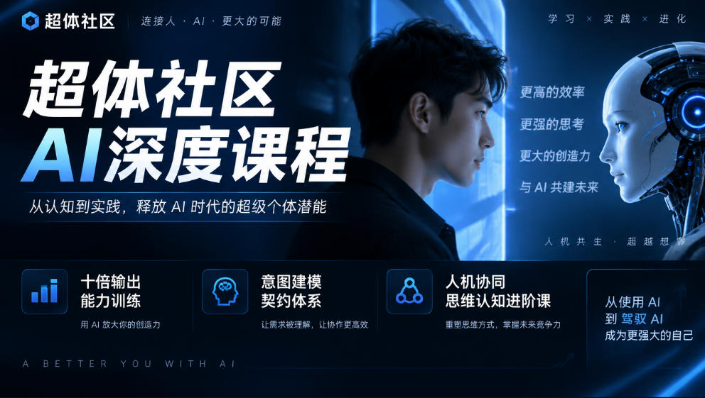 超体社区AI深度课程,十倍输出能力训练,意图建模契约体系,人机协同思维认知进阶课-橙心云网创