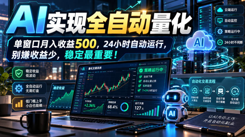 AI全自动量化项目,长期稳定可落地,0门槛躺赚稳定项目!-橙心云网创