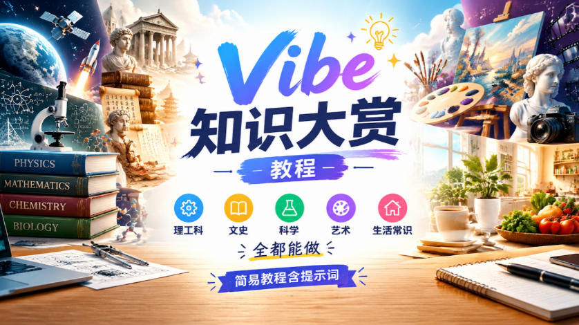 Vibe知识大赏教程,理工科、文史、科学、艺术、生活常识全都能做,简易教程含提示词(更新1025)-橙心云网创