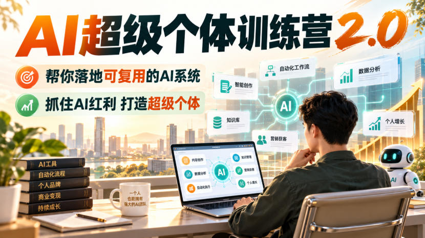 AI超级个体训练营2.0,帮你落地可复用的AI系统,抓住AI红利打造超级个体-橙心云网创