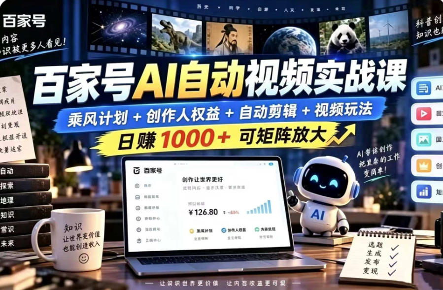 百家号自动矩阵玩法,长期可以做的项目,日入1k+,真正的睡后收入-橙心云网创