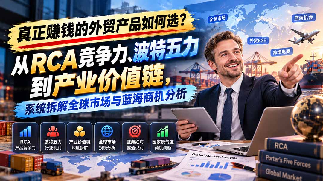 真正赚钱的外贸B2B产品如何选?从RCA竞争力、波特五力到产业价值链,系统拆解全球市场与蓝海商机分析-橙心云网创
