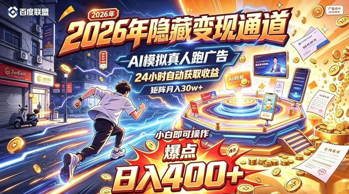2026年别死磕自媒体，隐藏变现通道，AI模拟真人自动跑广告，小白即可操作，日入400+，矩阵月入可达到30w+【揭秘】-橙心云网创