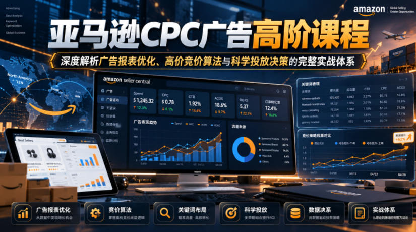亚马逊CPC广告高阶课程，深度解析广告报表优化、高价竞价算法与科学投放决策的完整实战体系-橙心云网创