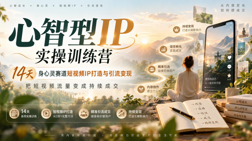 心智型IP实操训练营｜14天身心灵赛道短视频IP打造与引流变现，把短视频流量变成持续成交-橙心云网创