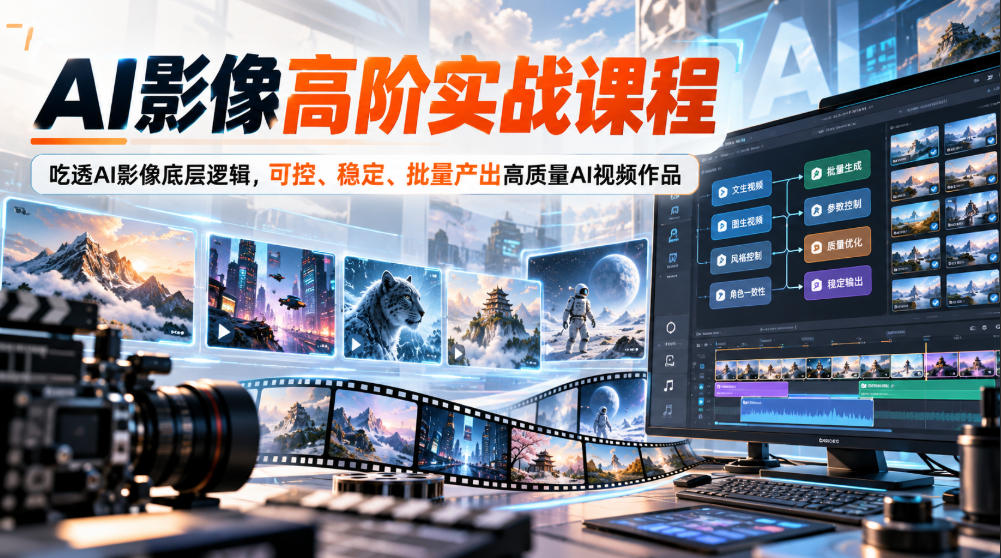 AI影像高阶实战课程，吃透AI影像底层逻辑，可控、稳定、批量产出高质量AI视频作品-橙心云网创