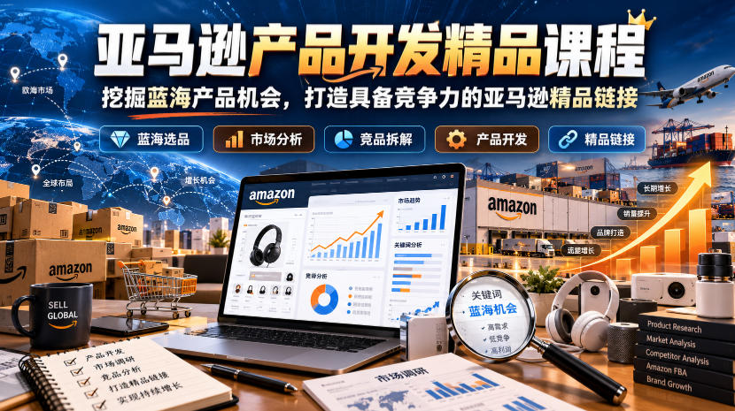 亚马逊产品开发精品课程,挖掘蓝海产品机会,打造具备竞争力的亚马逊精品链接-橙心云网创