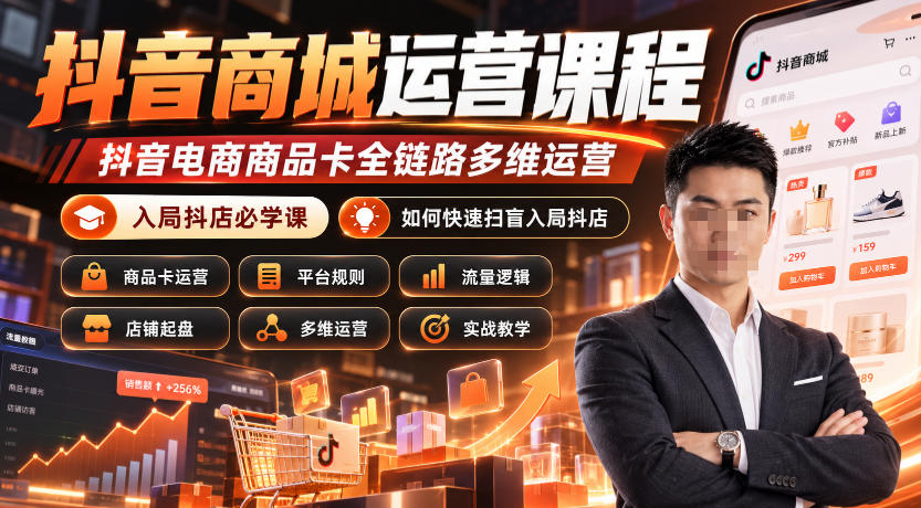抖音商城运营课程,抖音电商商品卡全链路多维运营,入局抖店必学课, 如何快速扫盲入局抖店(更新1017)-橙心云网创