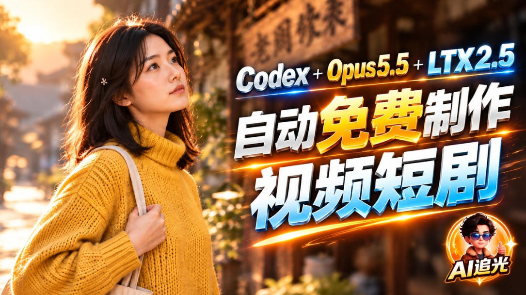 【无水印】Codex出图+免费LTX-2.5生成视频,Claude Opus 5.5全自动剪出1分钟情感短剧《停了的表》-橙心云网创