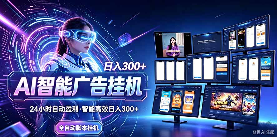 24小时AI广告挂机|在家就能做的被动副业-橙心云网创
