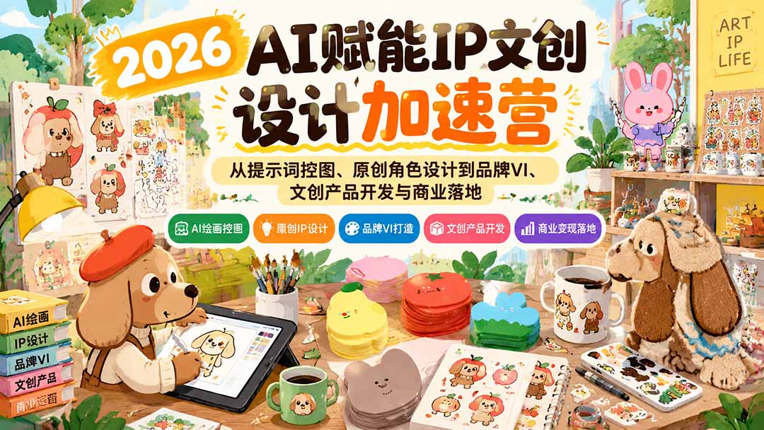 2026AI赋能IP文创设计加速营：从提示词控图、原创角色设计到品牌VI、文创产品开发与商业落地-橙心云网创