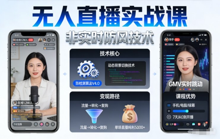 宝子哥无人直播实战课，非实时防风技术，聚焦抖音快手等平台直播带货，轻松开启直播变现之路(更新261021)-橙心云网创