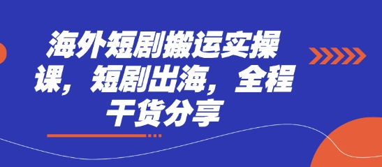 海外短剧搬运实操课,短剧出海,全程干货分享-橙心云网创