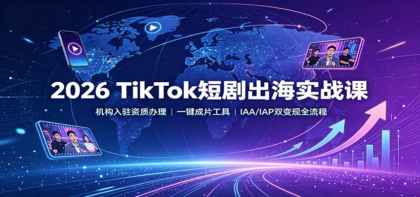 2026 TikTok短剧出海实战课：机构入驻资质办理，一键成片工具，IAA/IAP双变现全流程-橙心云网创