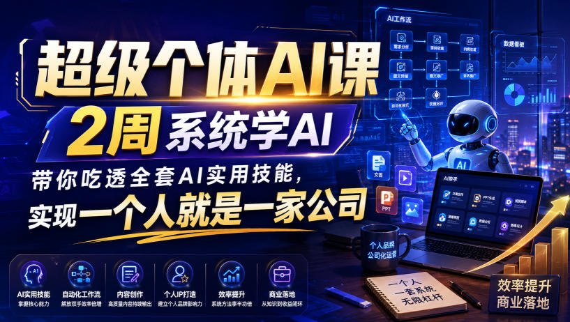 超级个体AI课,2周系统学AI,带你吃透全套AI实用技能,实现一个人就是一家公司(更新0818)-橙心云网创