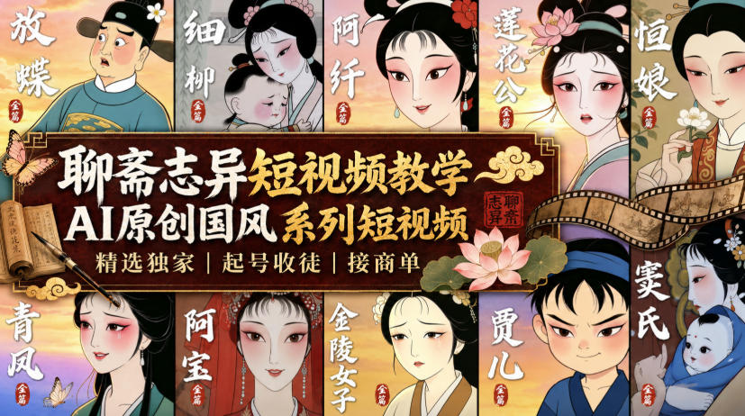 聊斋志异短视频教学,AI原创国风系列短视频,精选独家丨起号收徒丨接商单(更新0818)-橙心云网创