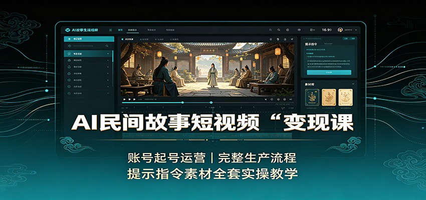 AI民间故事短视频变现课：账号起号运营，完整生产流程，提示指令素材全套实操教学-橙心云网创