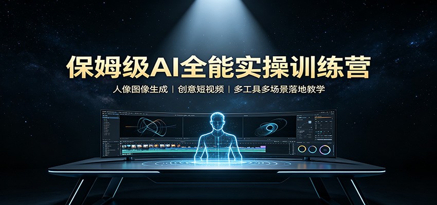 保姆级AI全能实操训练营:人像图像生成,创意短视频,多工具多场景落地教学-橙心云网创