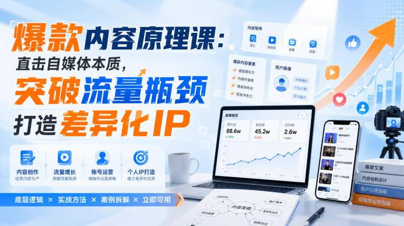 爆款内容原理课:直击自媒体本质,突破流量瓶颈打造差异化IP-橙心云网创