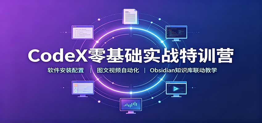 CodeX零基础实战特训营：软件安装配置，图文视频自动化，Obsidian知识库联动教学-橙心云网创
