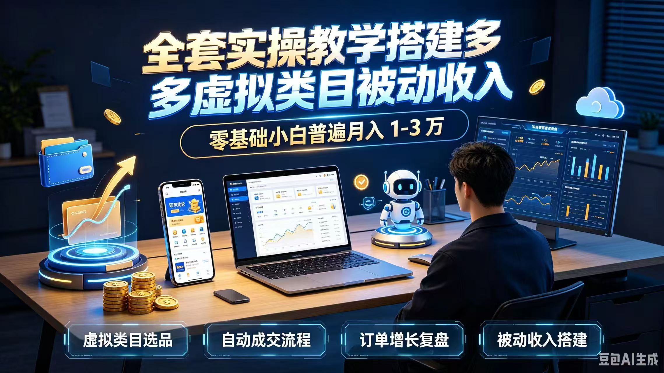 全套实操教学搭建多多虚拟类目被动收入,零基础小白普遍月入 1-3 万-橙心云网创