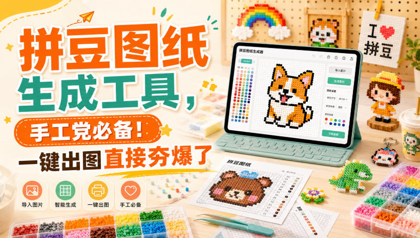 拼豆图纸生成工具,手工党必备!一键出图直接夯爆了-橙心云网创