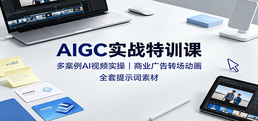 AIGC实战特训课:多案例AI视频实操,商业广告转场动画,全套提示词素材-橙心云网创