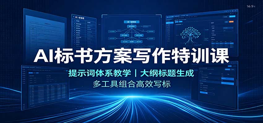 AI标书方案写作特训课:提示词体系教学,大纲标题生成,多工具组合高效写标-橙心云网创