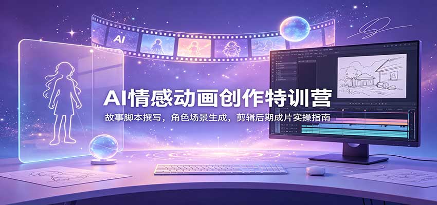 AI情感动画创作特训营：故事脚本撰写，角色场景生成，剪辑后期成片实操指南-橙心云网创