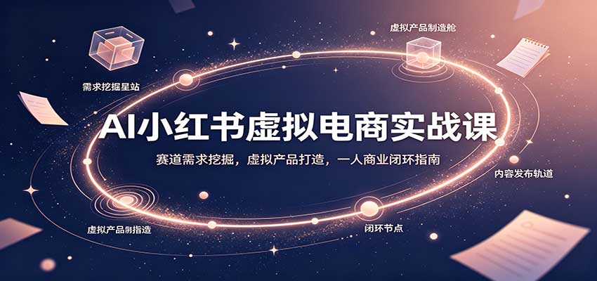 AI小红书虚拟电商实战课:赛道需求挖掘,虚拟产品打造,一人商业闭环指南-橙心云网创