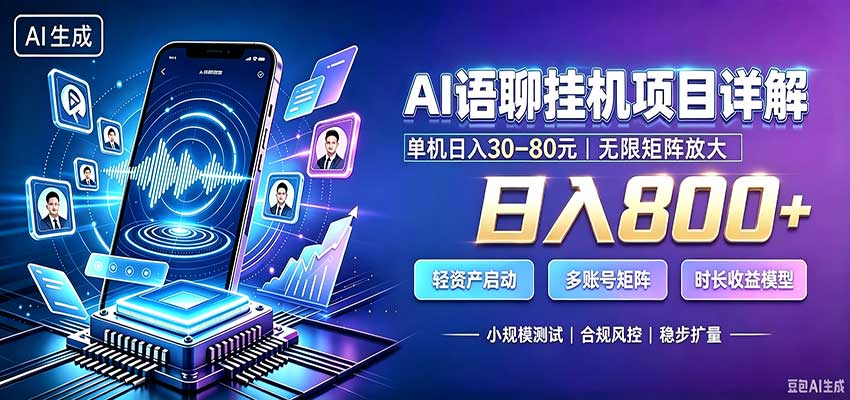 AI语聊挂机,日入800+,适用个人副业,工作室矩阵操作-橙心云网创