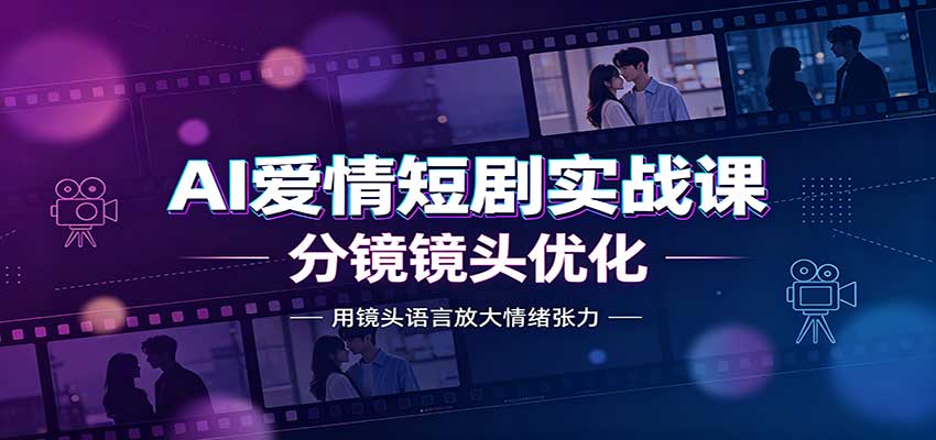 AI爱情短剧实战课:故事剧本创作,分镜镜头优化,智能体提示词-橙心云网创
