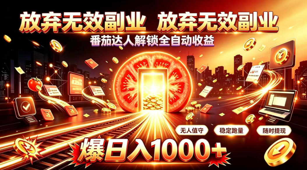 放弃无效副业,番茄达人解锁全自动收益,日入1k+,门槛最低的线上轻资产项目【揭秘】-橙心云网创