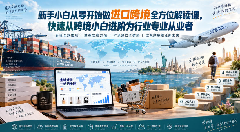 新手小白从零开始做进口跨境全方位解读课,快速从跨境小白进阶为行业专业从业者-橙心云网创