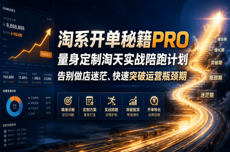 淘系开单秘籍PRO,量身定制淘天实战陪跑计划,告别做店迷茫、快速突破运营瓶颈期(更新260906)-橙心云网创