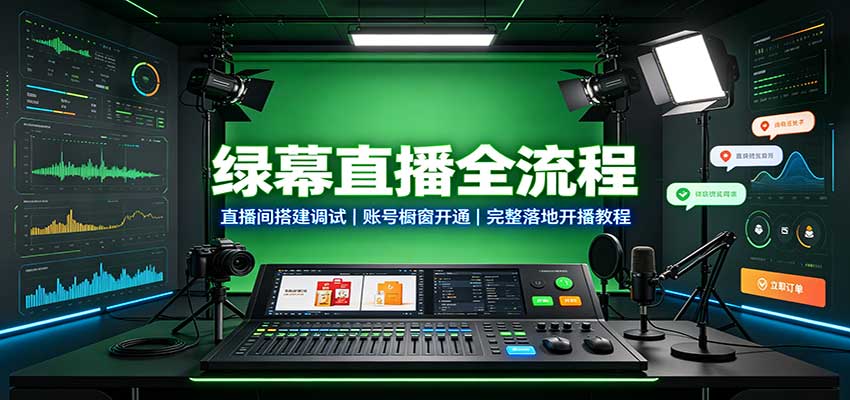绿幕直播全流程：直播间搭建调试，账号橱窗开通，完整落地开播教程-橙心云网创